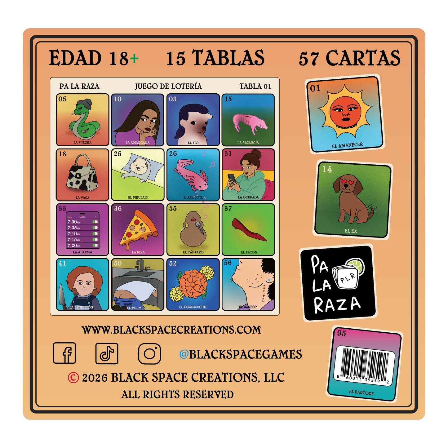 Pa La Raza Juego de Loteria Mexican Bingo for 15 Players, 15 Boards, Full Deck of Cards