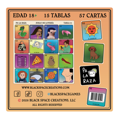 Pa La Raza Juego de Loteria Mexican Bingo for 15 Players, 15 Boards, Full Deck of Cards