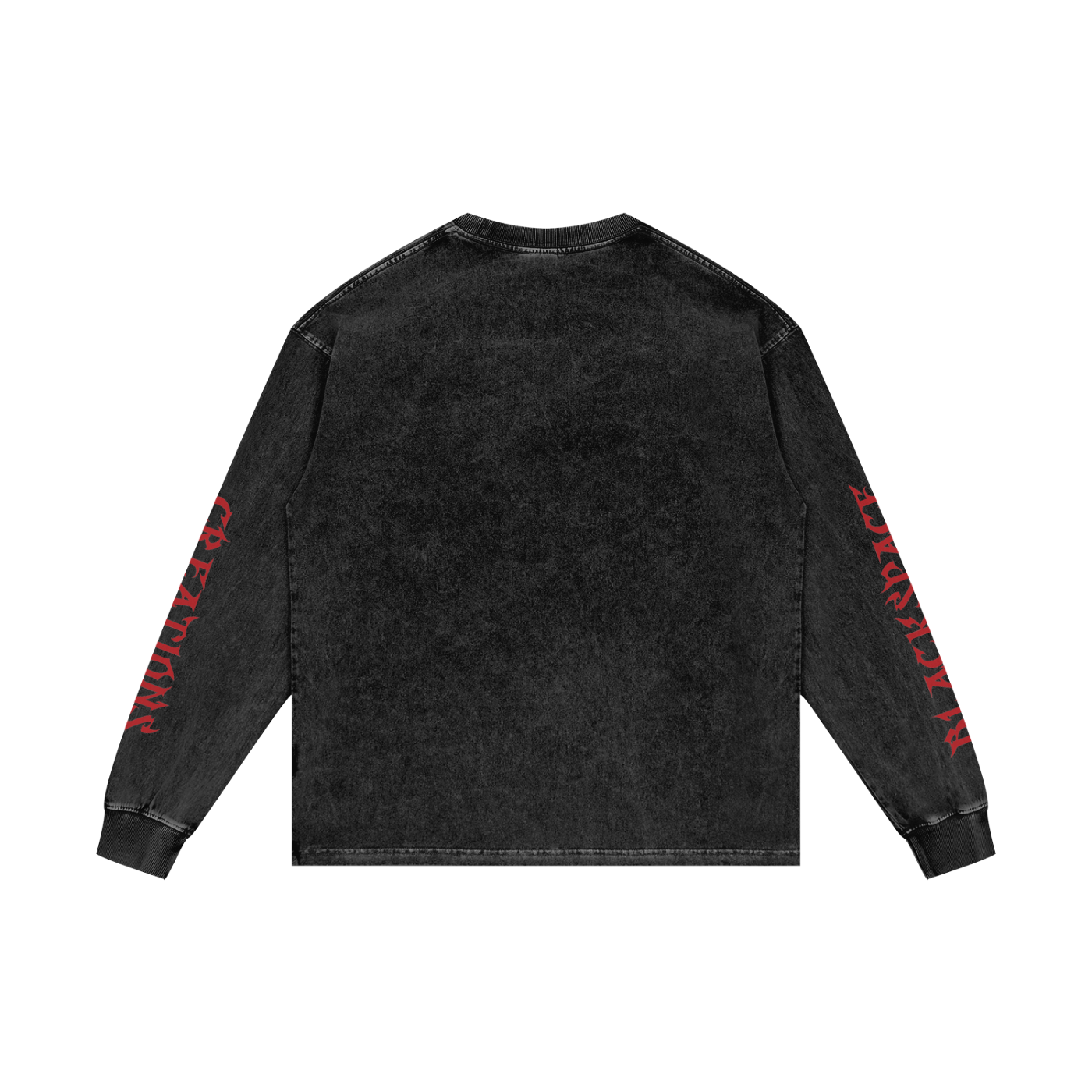 BSC RED ACID WASHED OVERSIZE LONG SLEEVE