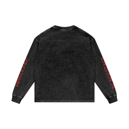BSC RED ACID WASHED OVERSIZE LONG SLEEVE