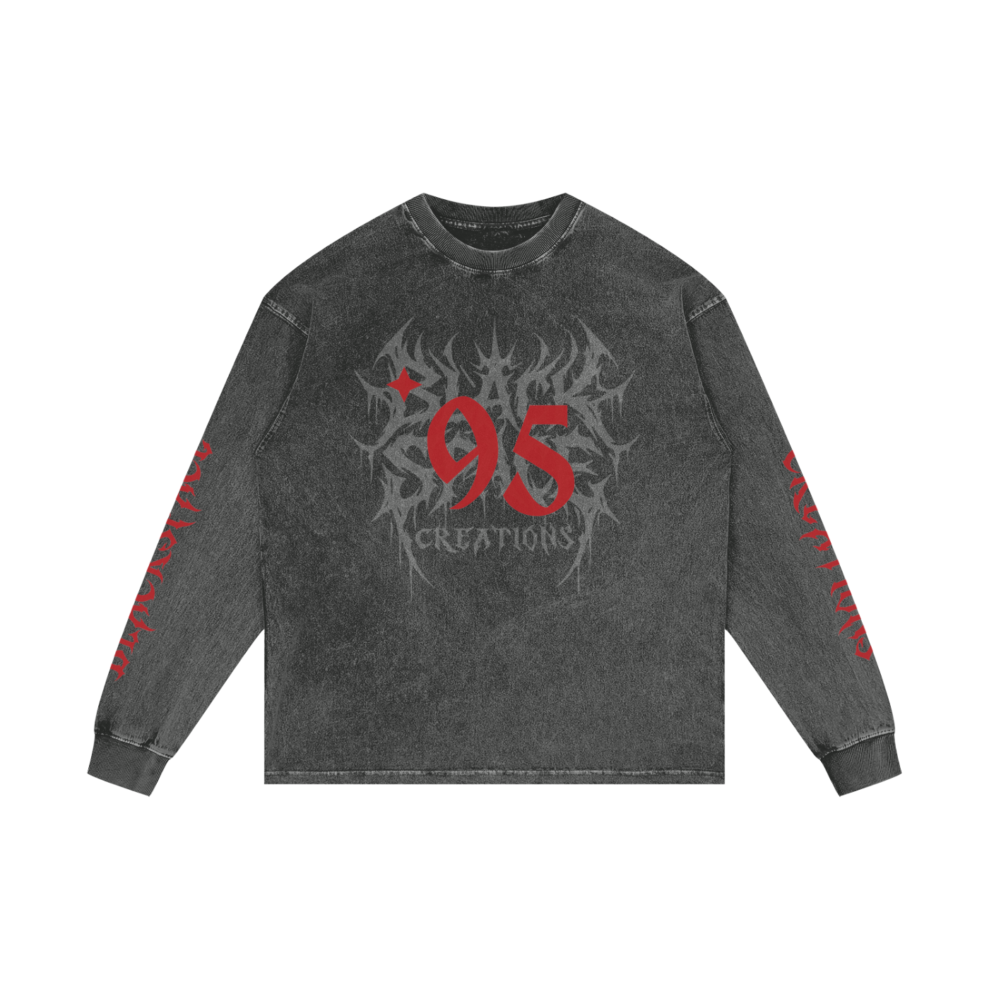 BSC RED ACID WASHED OVERSIZE LONG SLEEVE