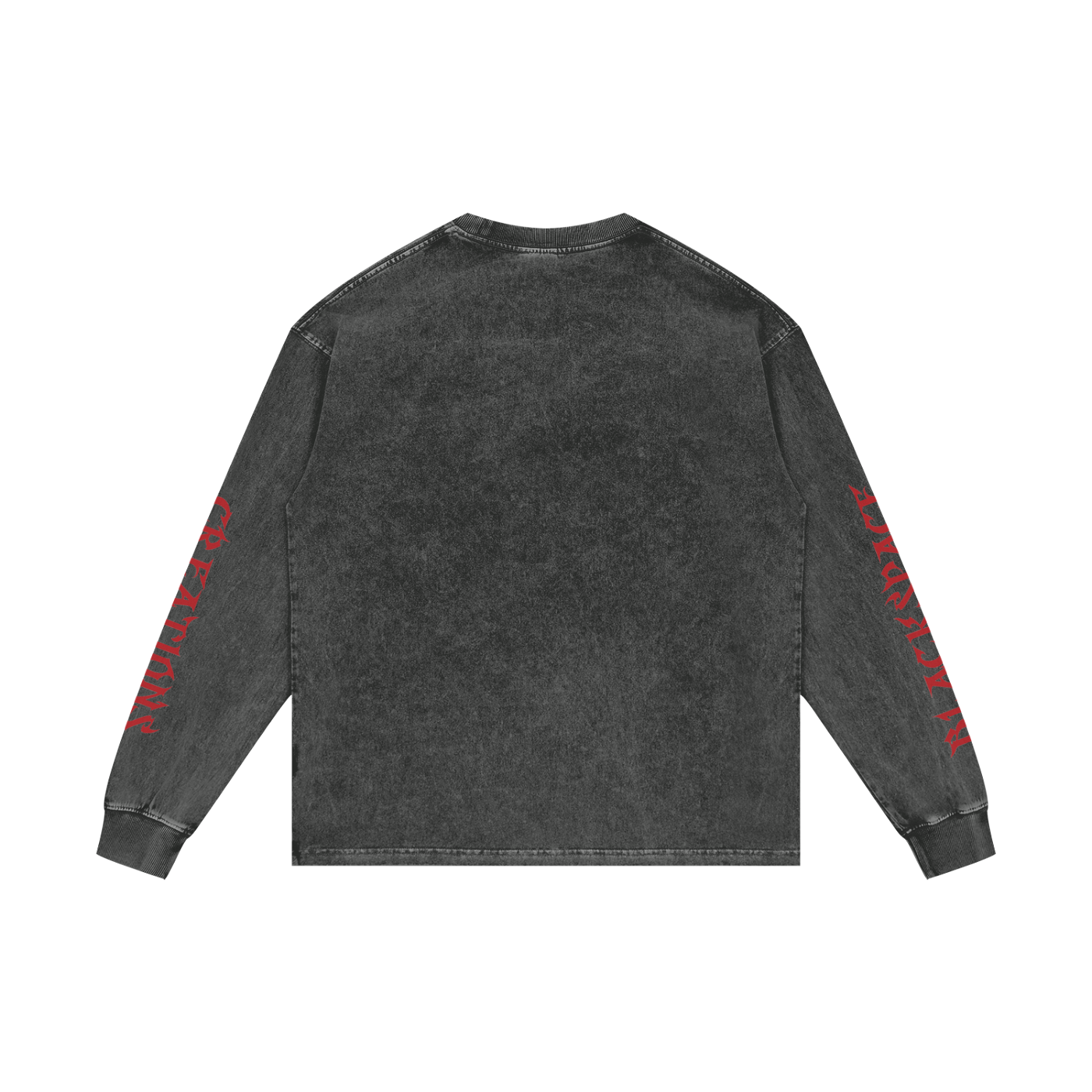 BSC RED ACID WASHED OVERSIZE LONG SLEEVE