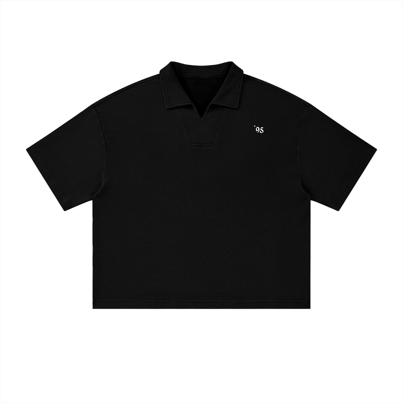 Vintage Wash Waffle Boxy Polo Shirt