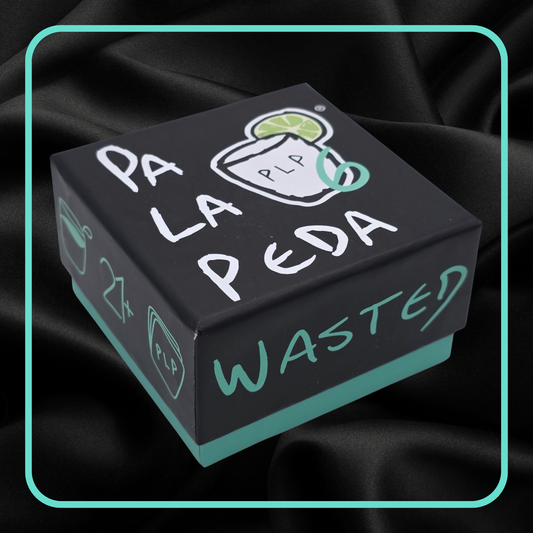 Black box with white and green text on a black background